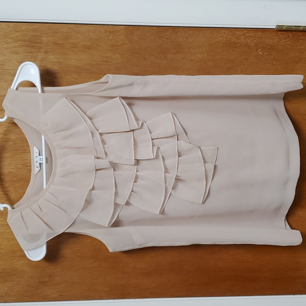 cAbi pale pink ruffle top